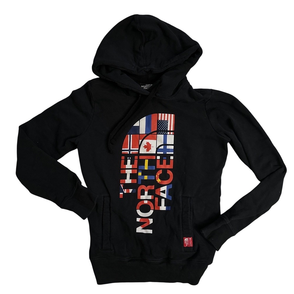 The North Face Womens International Collection Flag Logo Hoodie Black Small